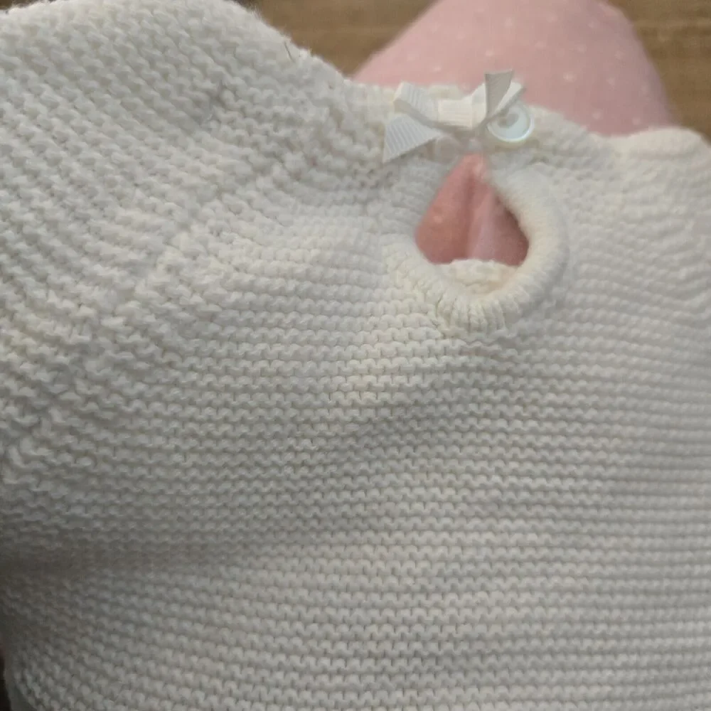 shabby chic Dress Polka dot‎ White/Pink Knit Size 3/6 Months